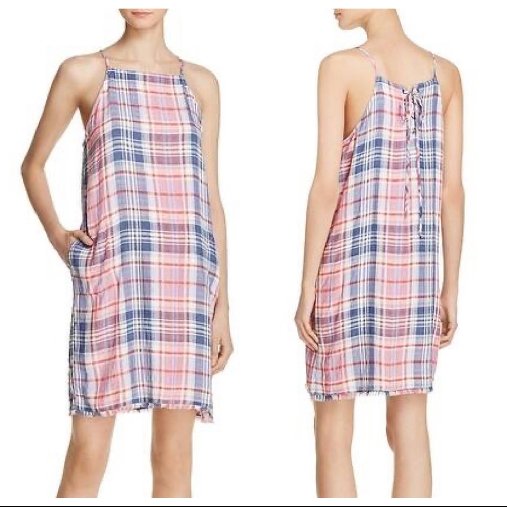 Bella Dahl Lace-Up Back Plaid Dress